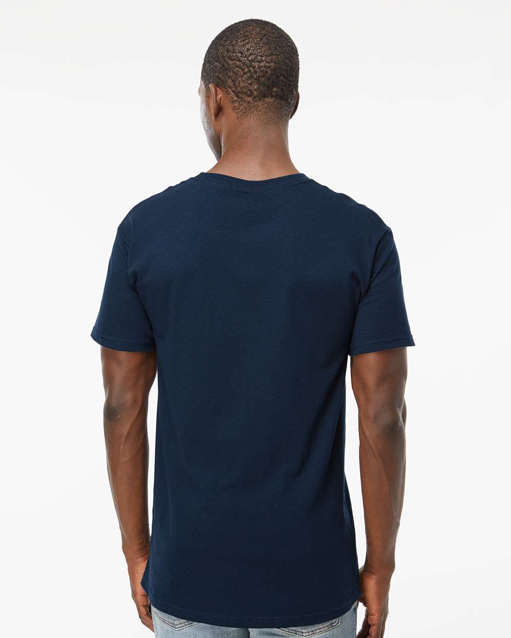 Men's Gold Soft Touch T-Shirt - OnModelBack - B01542862 - Deep Navy