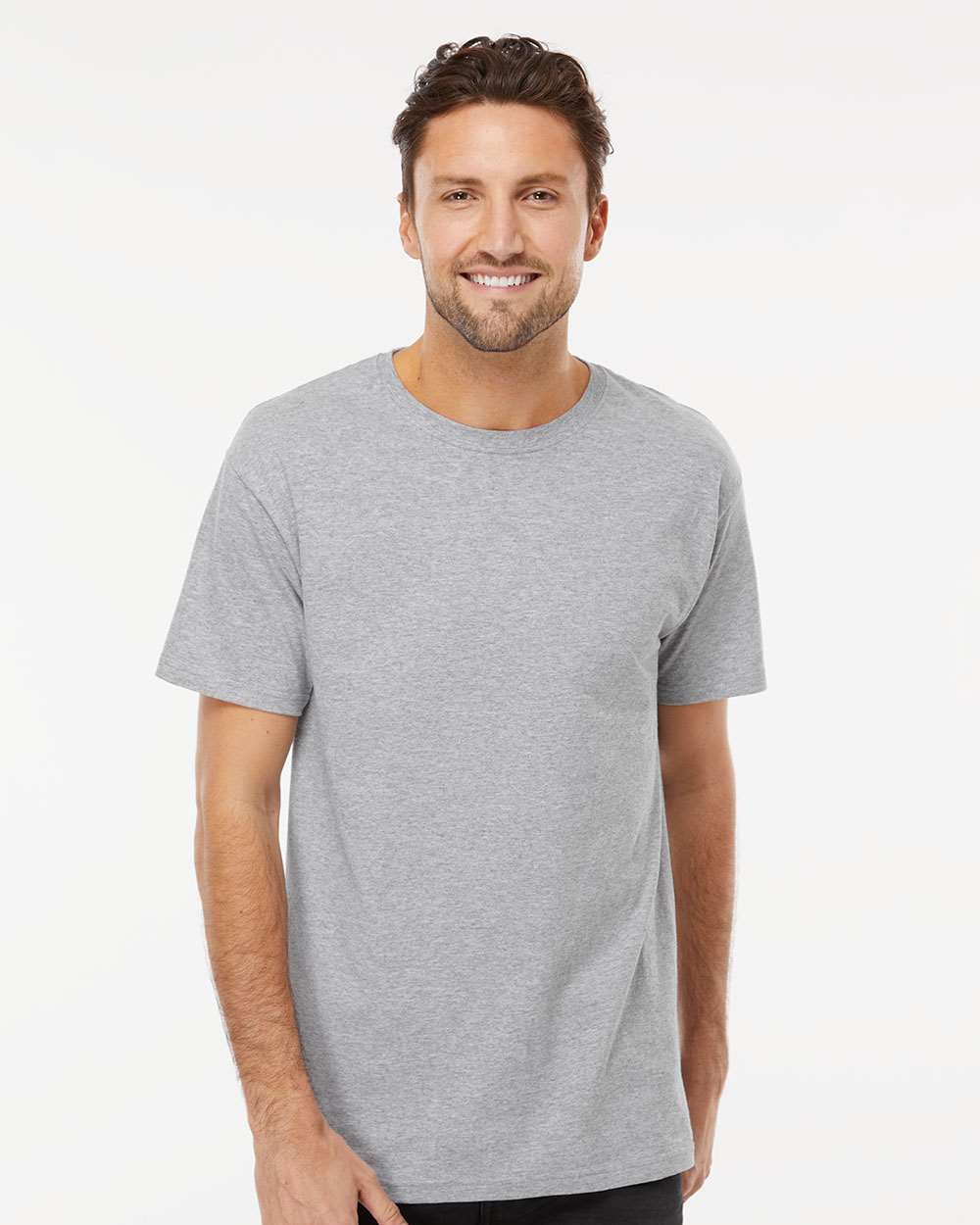 Men's Gold Soft Touch T-Shirt - OnModelFront - B01542082 - Athletic Grey