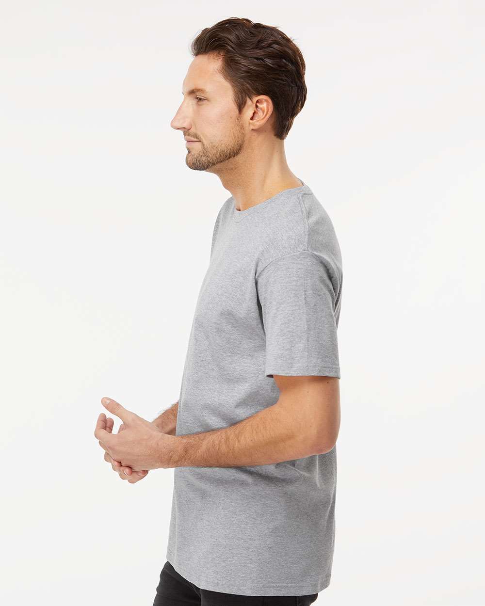 Men's Gold Soft Touch T-Shirt - OnModelSide - B01542082 - Athletic Grey