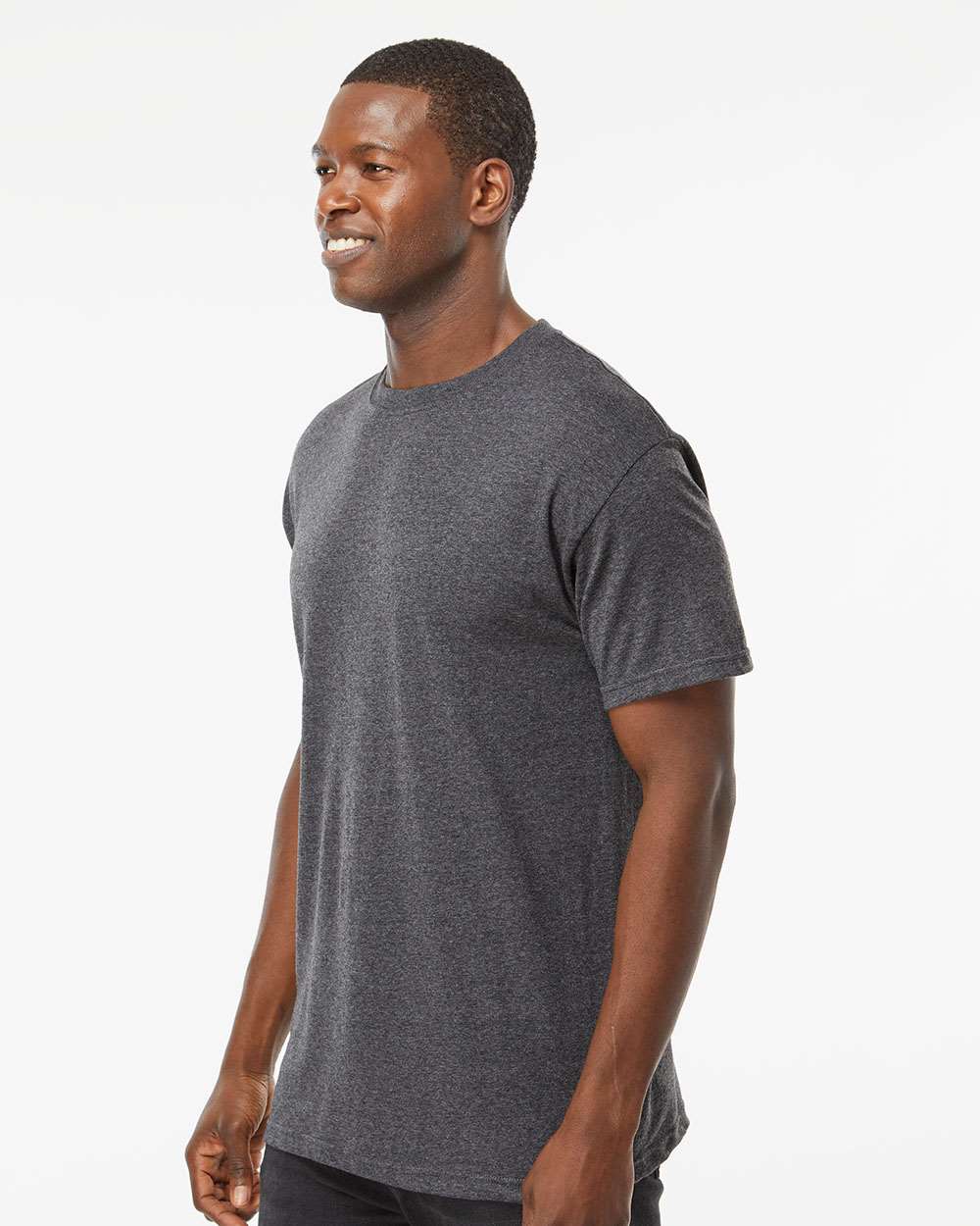 Men's Gold Soft Touch T-Shirt - OnModelSide - B01542102 - Dark Heather