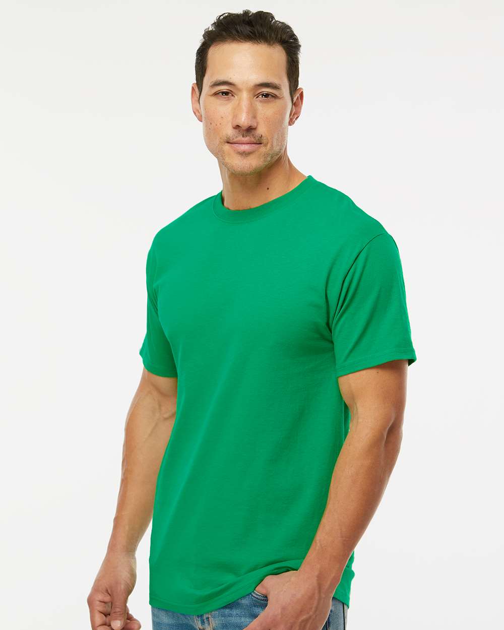 Men's Gold Soft Touch T-Shirt - OnModelSide - B01542203 - Irish Green