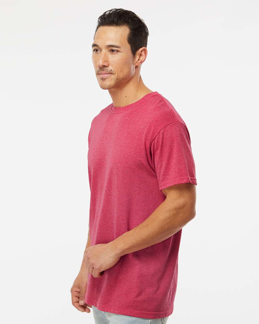 Men's Gold Soft Touch T-Shirt - OnModelSide - B01542313 - Heather Pink