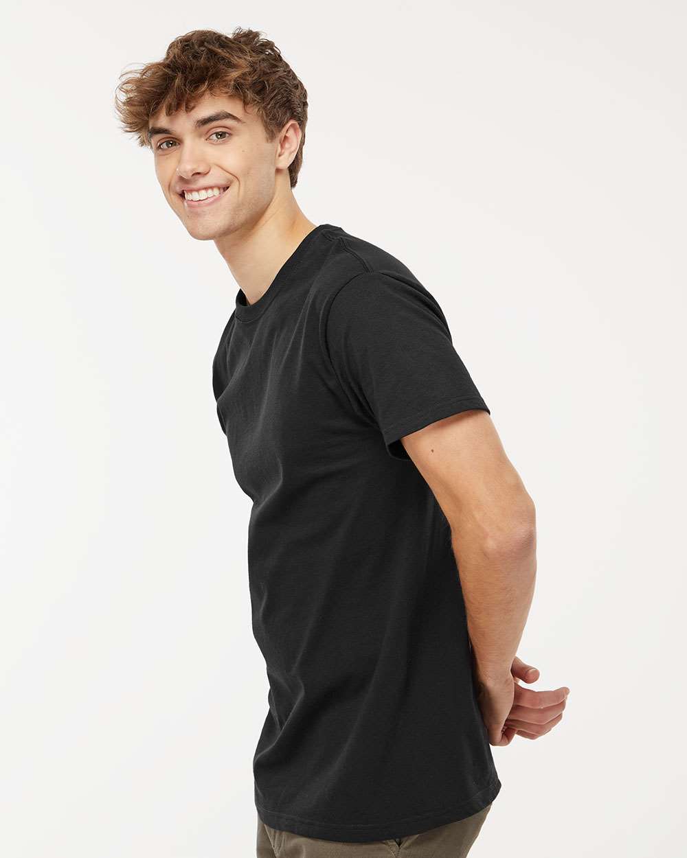 Men's Gold Soft Touch T-Shirt - OnModelSide - B01542502 - Black
