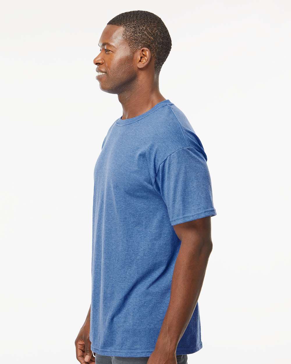 Men's Gold Soft Touch T-Shirt - OnModelSide - B01542763 - Heather Royal