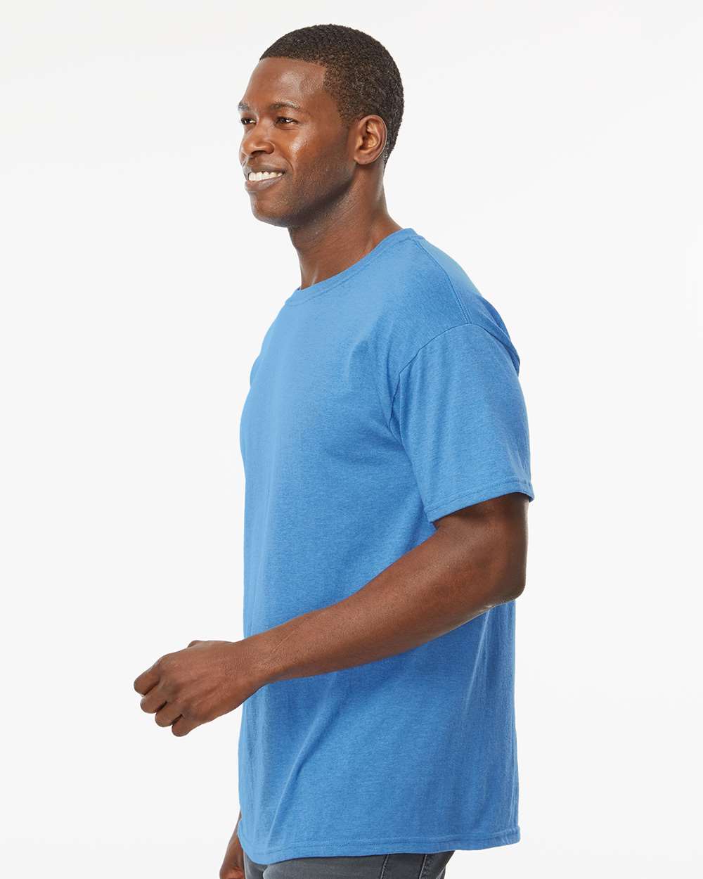 Men's Gold Soft Touch T-Shirt - OnModelSide - B01542783 - Heather Turquoise