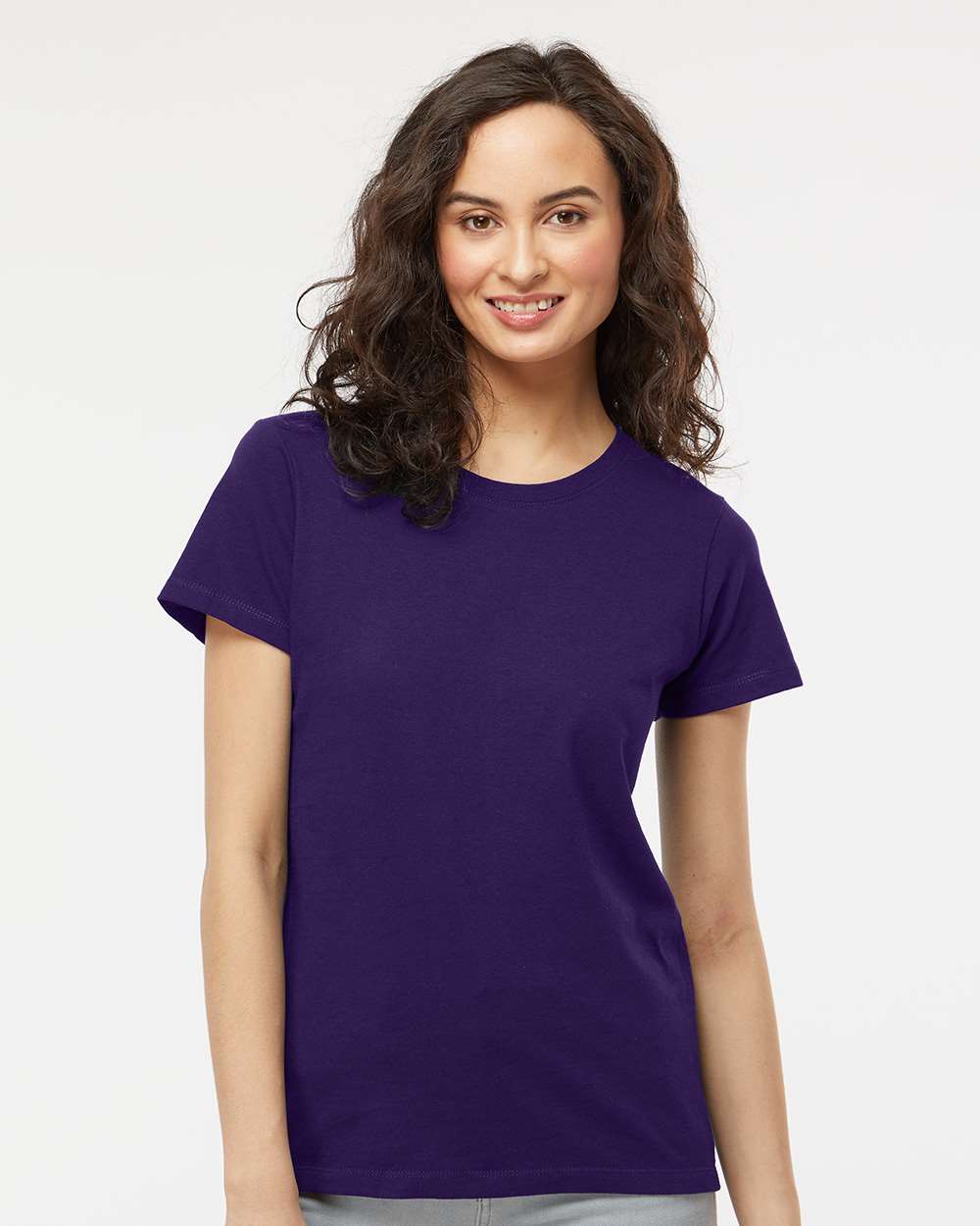 Women's Gold Soft Touch T-Shirt - OnModelFront - B01642673 - Purple
