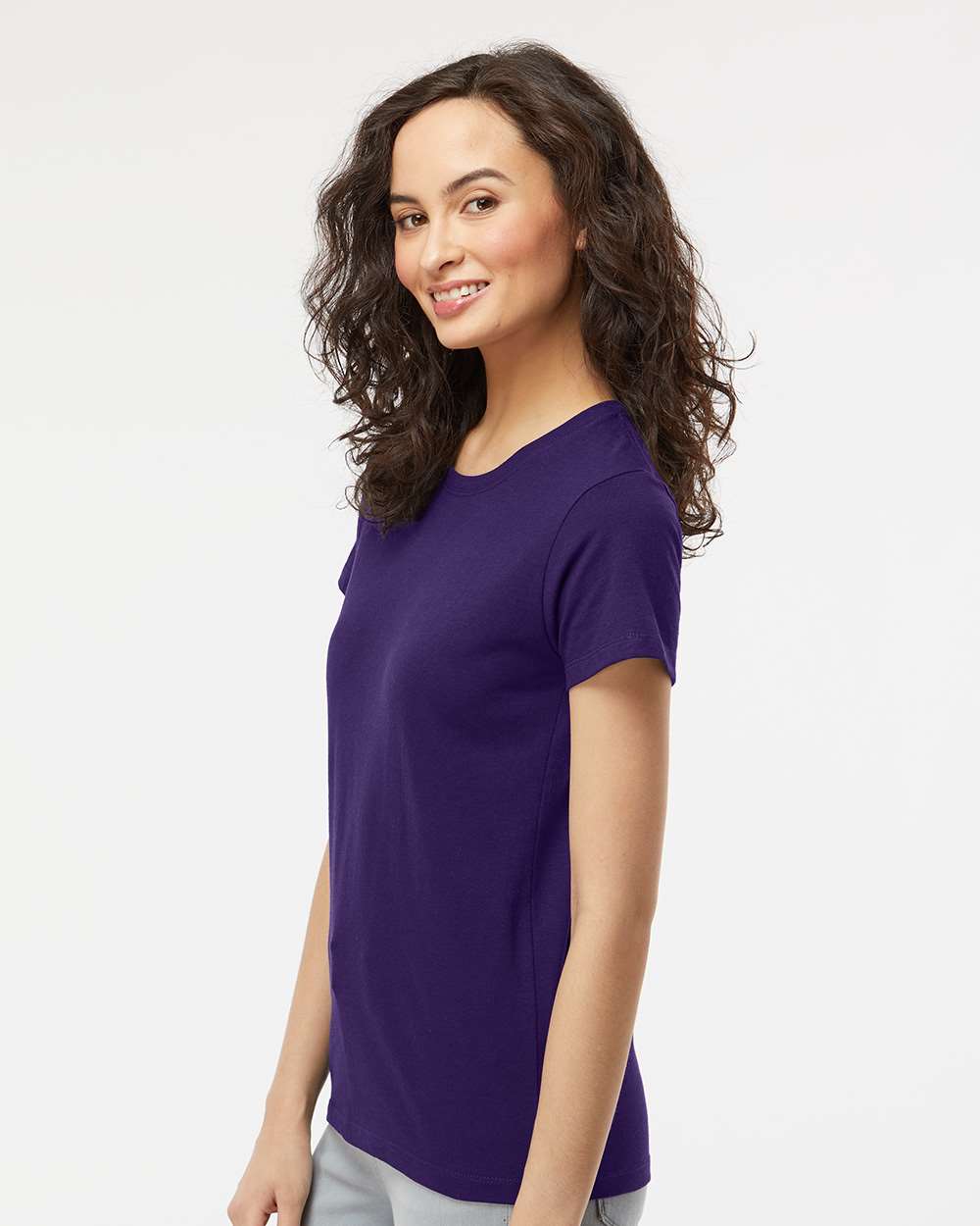 Women's Gold Soft Touch T-Shirt - OnModelSide - B01642673 - Purple