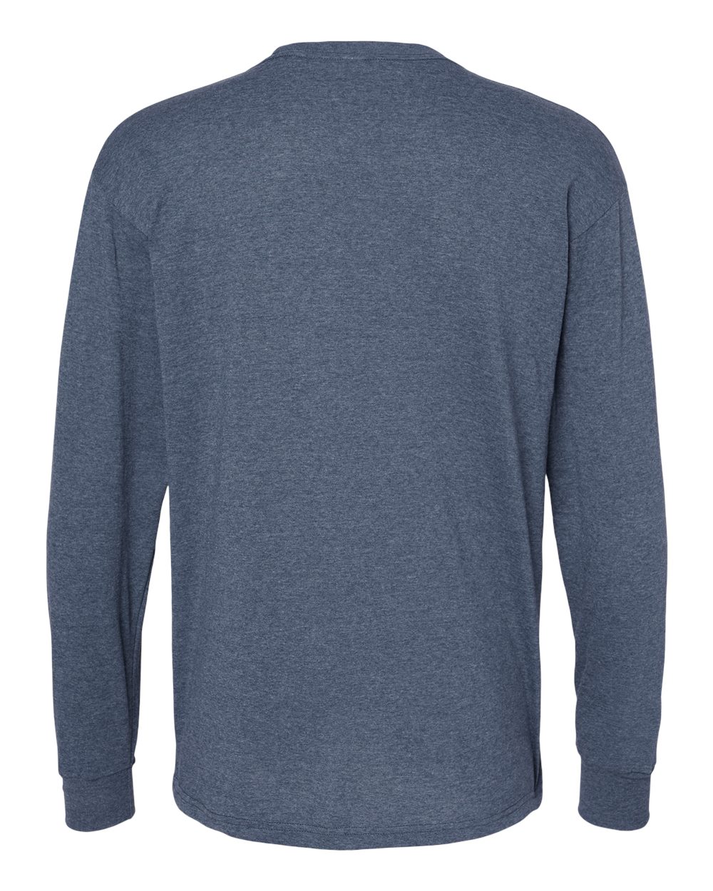 Unisex Gold Soft Touch Long Sleeve T-Shirt - Back - B01742663 - Heather Navy