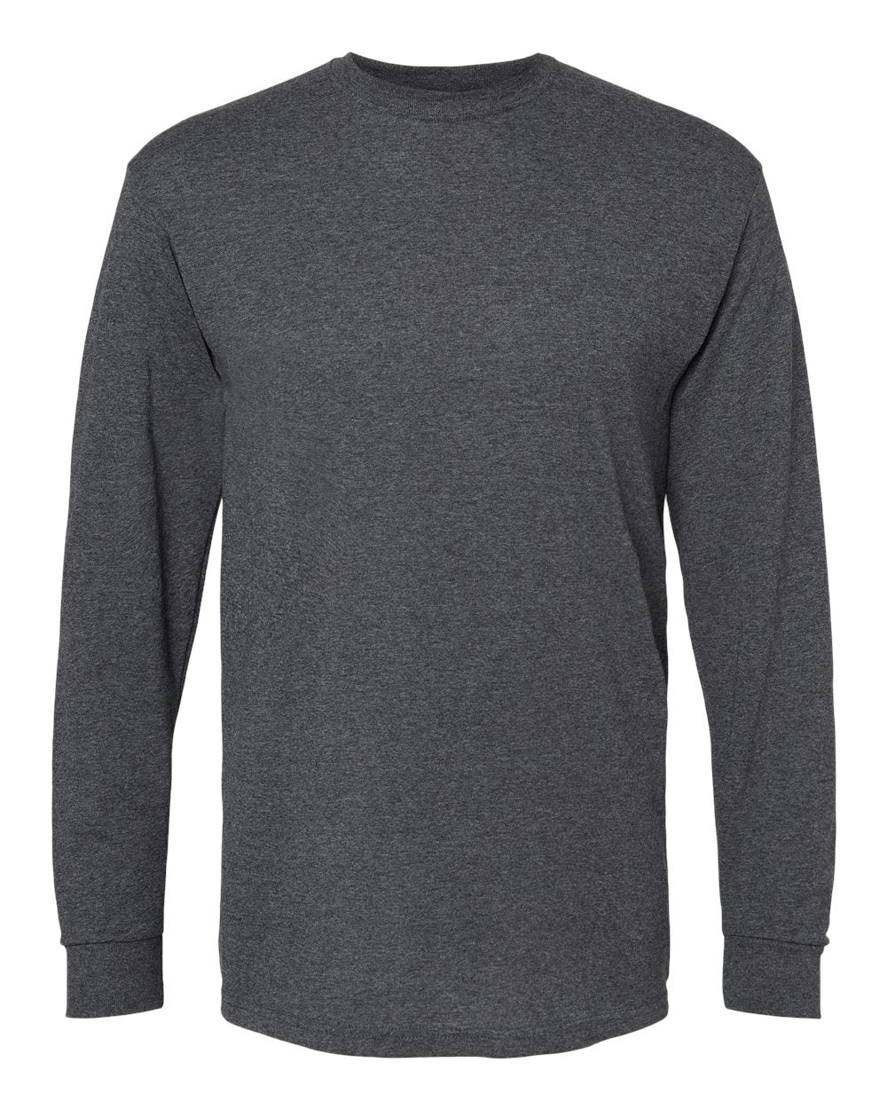 Unisex Gold Soft Touch Long Sleeve T-Shirt - Front - B01742653 - Dark Heather