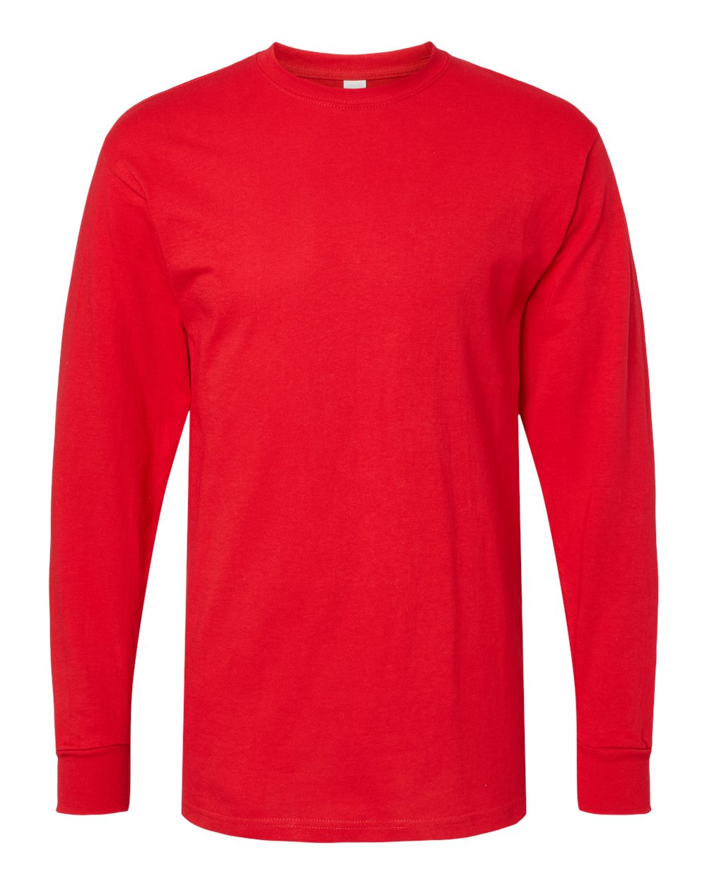 Unisex Gold Soft Touch Long Sleeve T-Shirt - Front - B01742703 - Deep Red