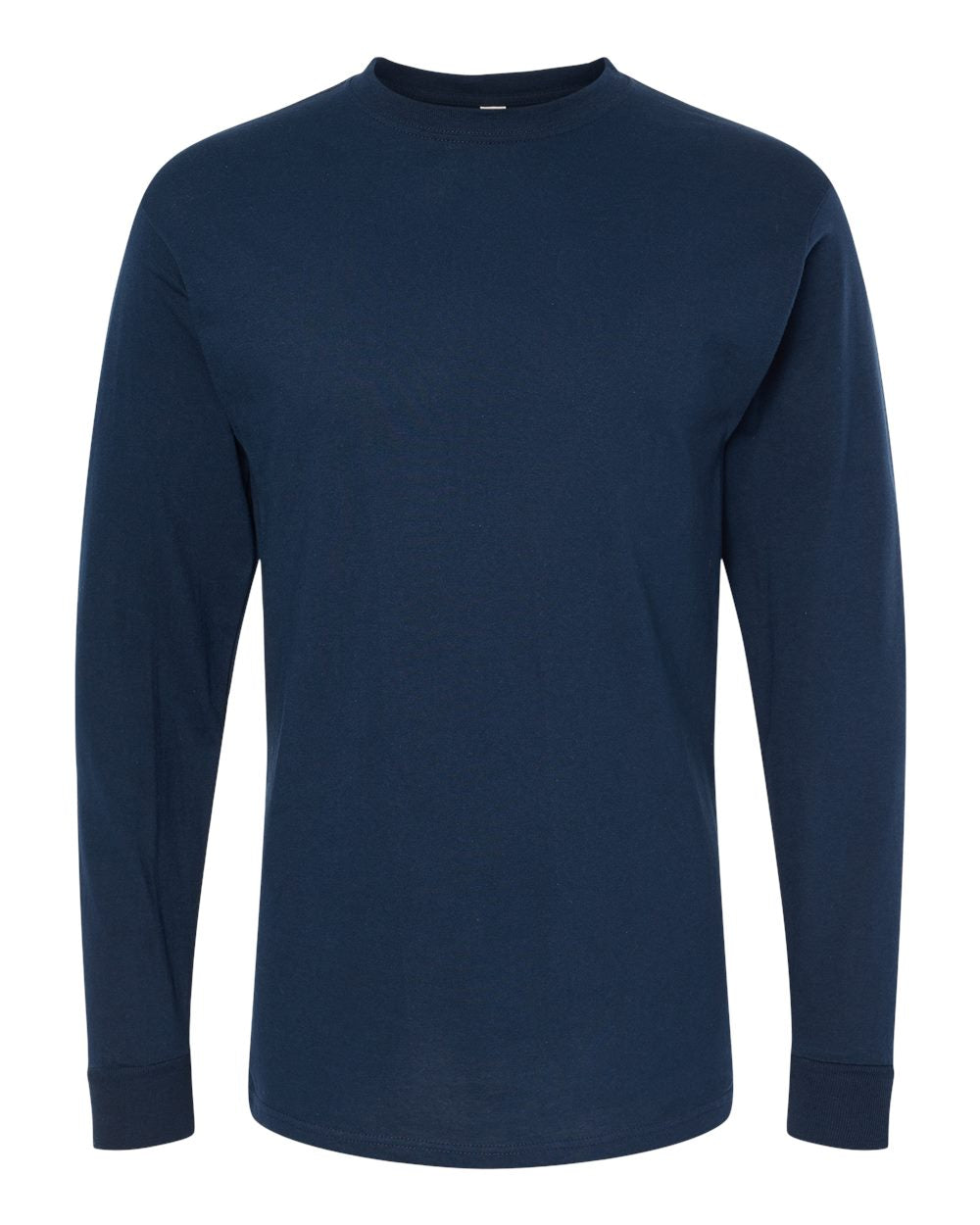 Unisex Gold Soft Touch Long Sleeve T-Shirt - Front - B01742863 - Deep Navy