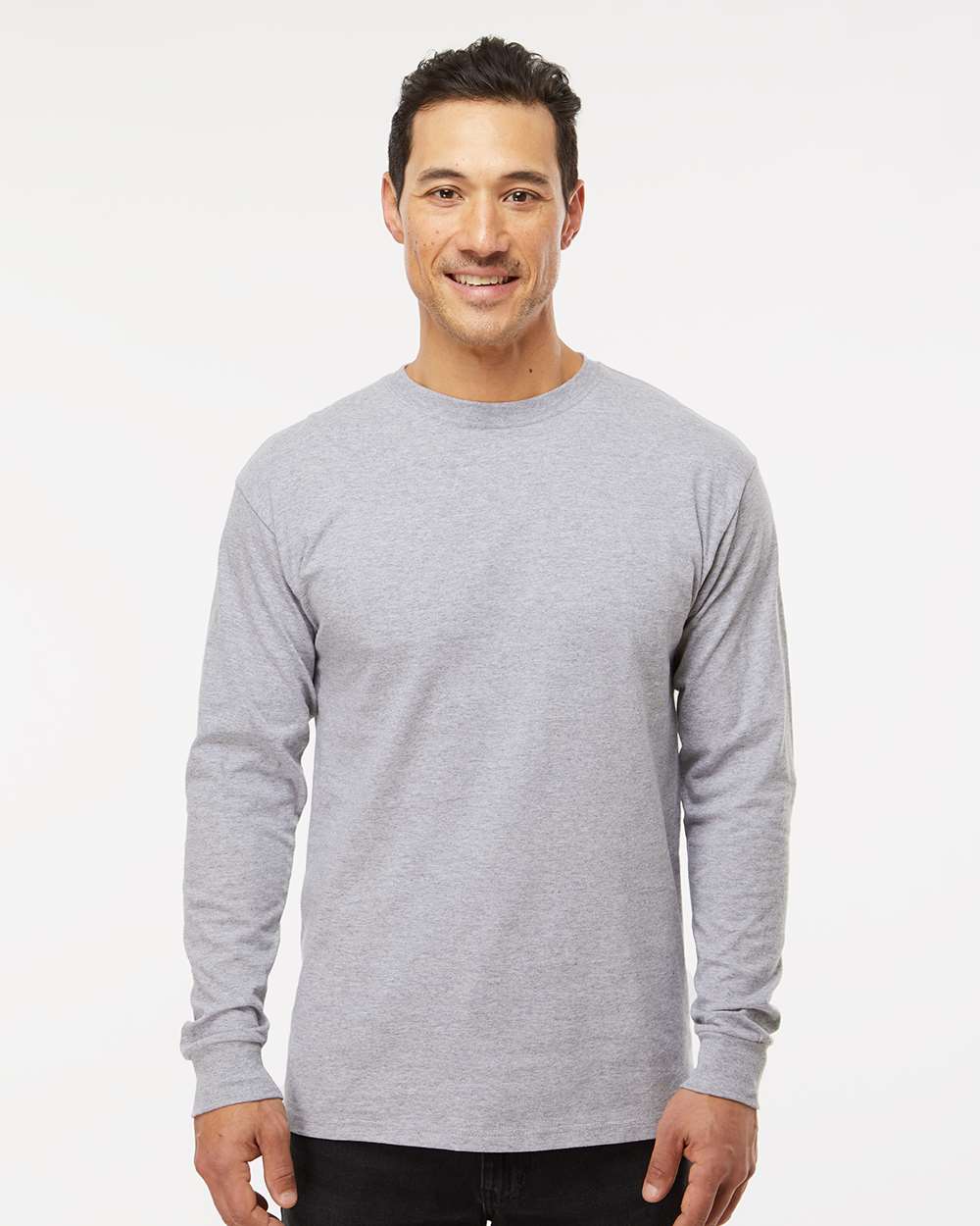 Unisex Gold Soft Touch Long Sleeve T-Shirt - OnModelFront - B01742093 - Athletic Grey