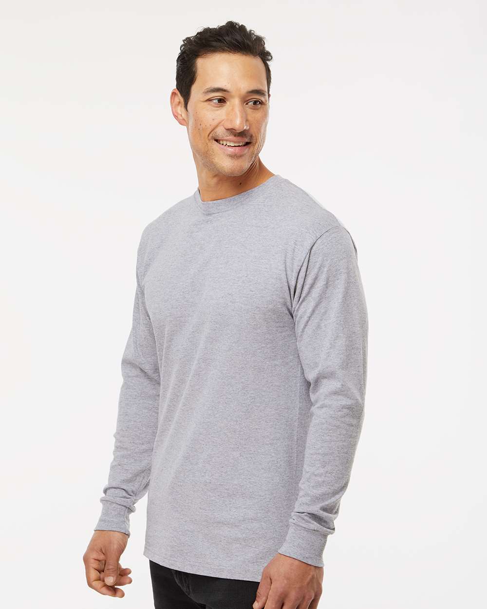 Unisex Gold Soft Touch Long Sleeve T-Shirt - OnModelSide - B01742093 - Athletic Grey