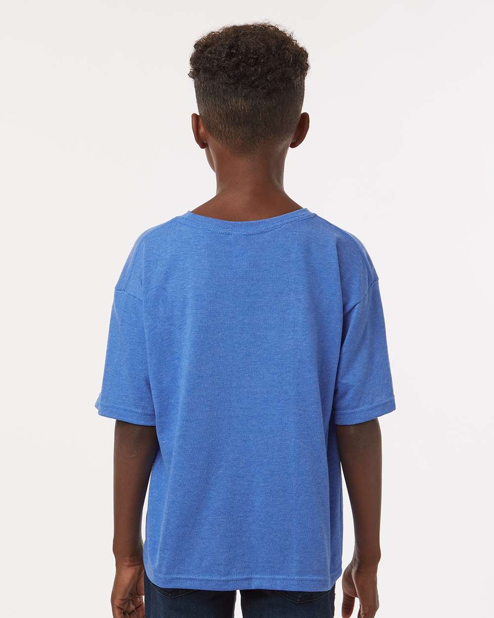 Youth Gold Soft Touch T-Shirt - OnModelBack - B01842762 - Heather Royal