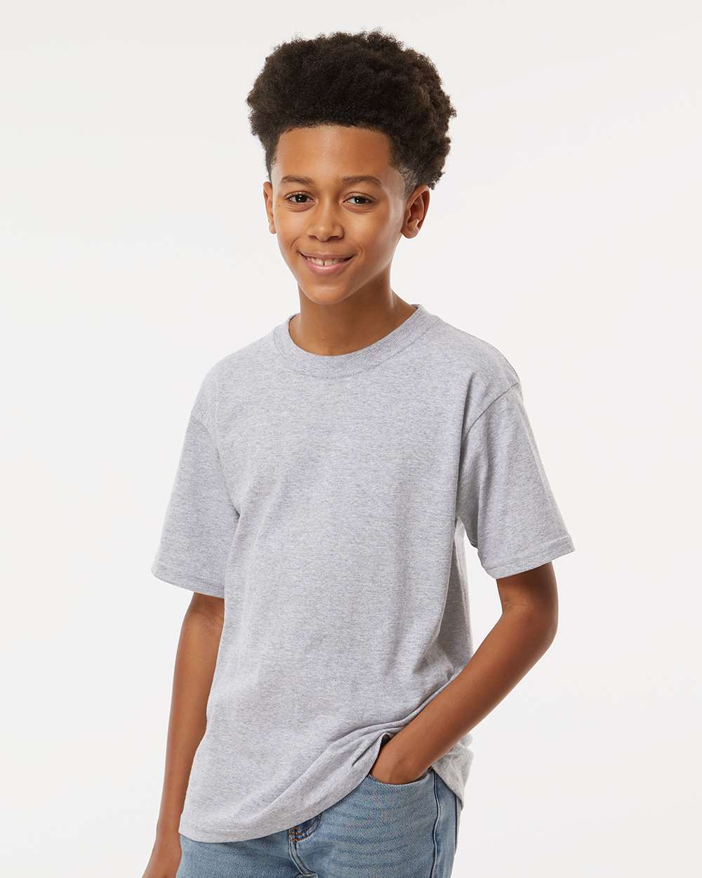 Youth Gold Soft Touch T-Shirt - OnModelFront - B01842092 - Athletic Grey