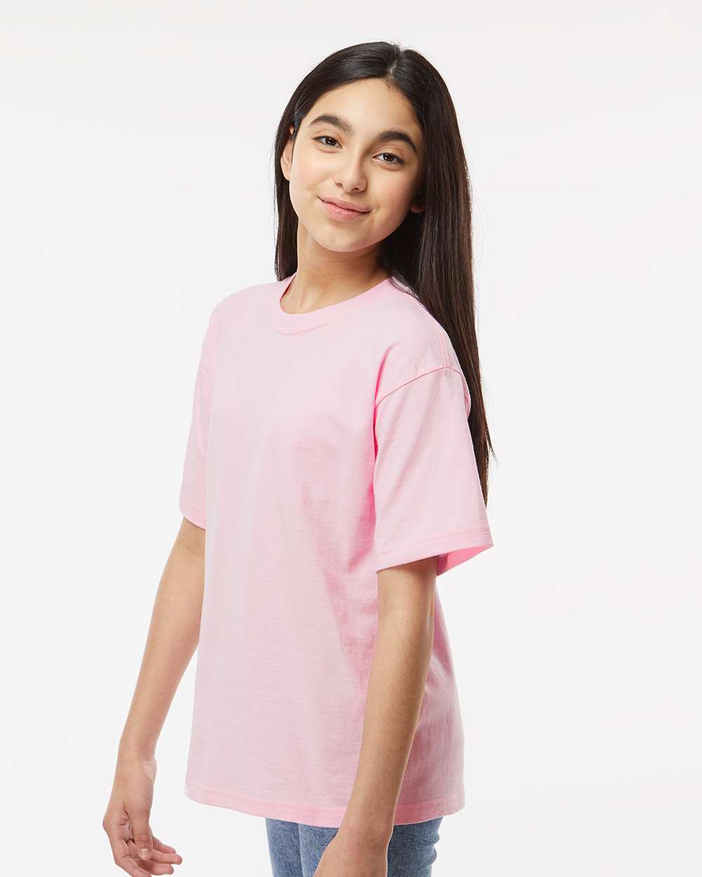 Youth Gold Soft Touch T-Shirt - OnModelSide - B01842302 - Light Pink