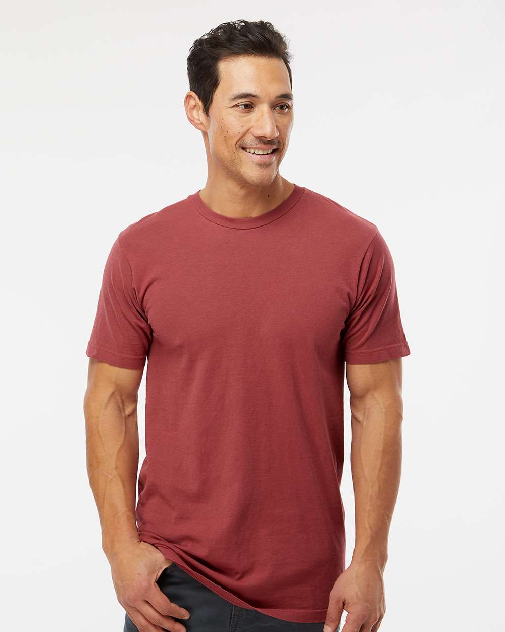 Unisex Vintage Garment-Dyed T-Shirt - OnModelFront - B03042223 - Crimson