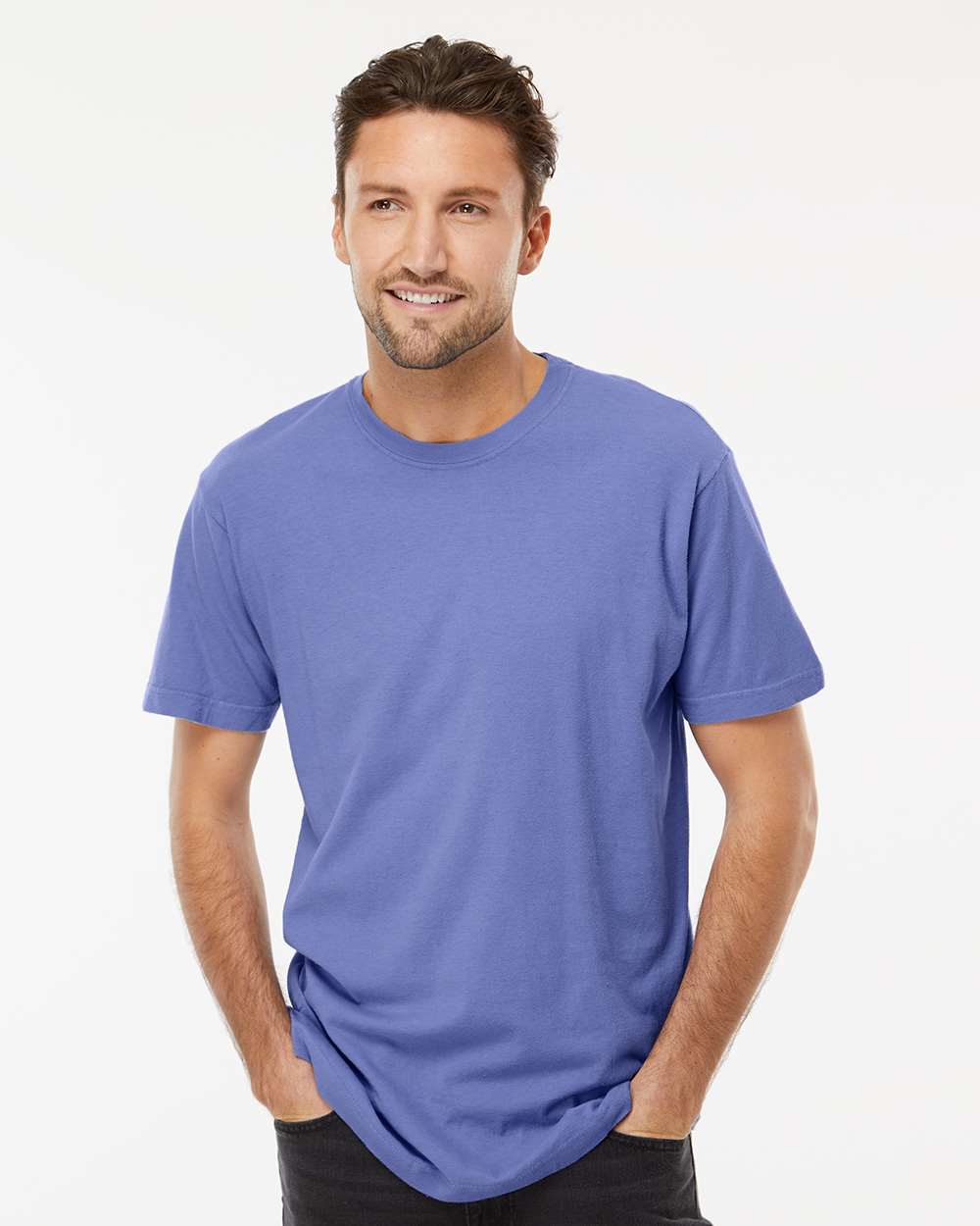 Unisex Vintage Garment-Dyed T-Shirt - OnModelFront - B03042453 - Periwinkle