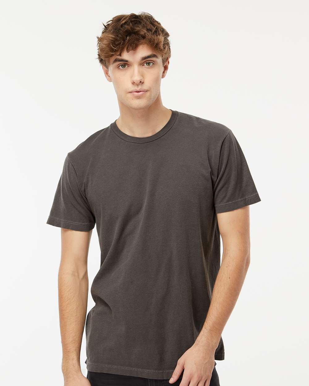 Unisex Vintage Garment-Dyed T-Shirt - OnModelFront - B03042583 - Charcoal