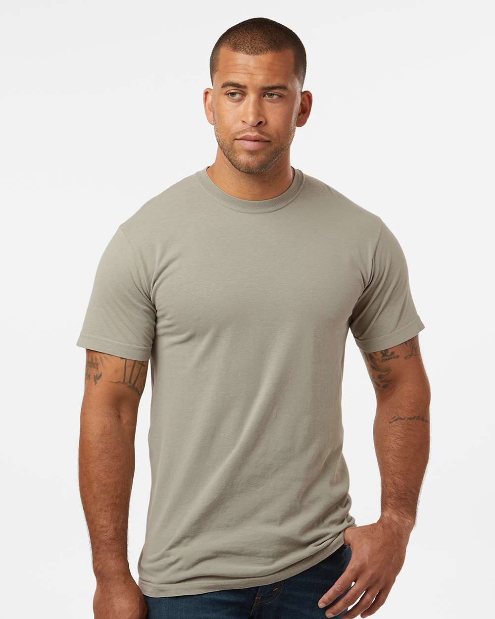 Unisex Vintage Garment-Dyed T-Shirt - OnModelFront - B03042733 - Sandstone