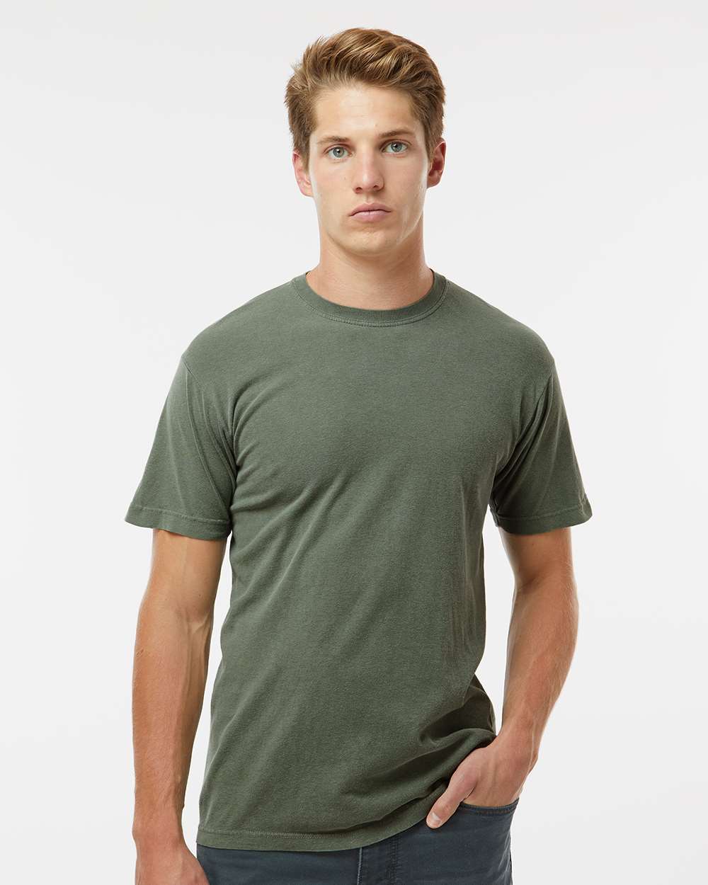 Unisex Vintage Garment-Dyed T-Shirt - OnModelFront - B03042843 - Monterey Sage