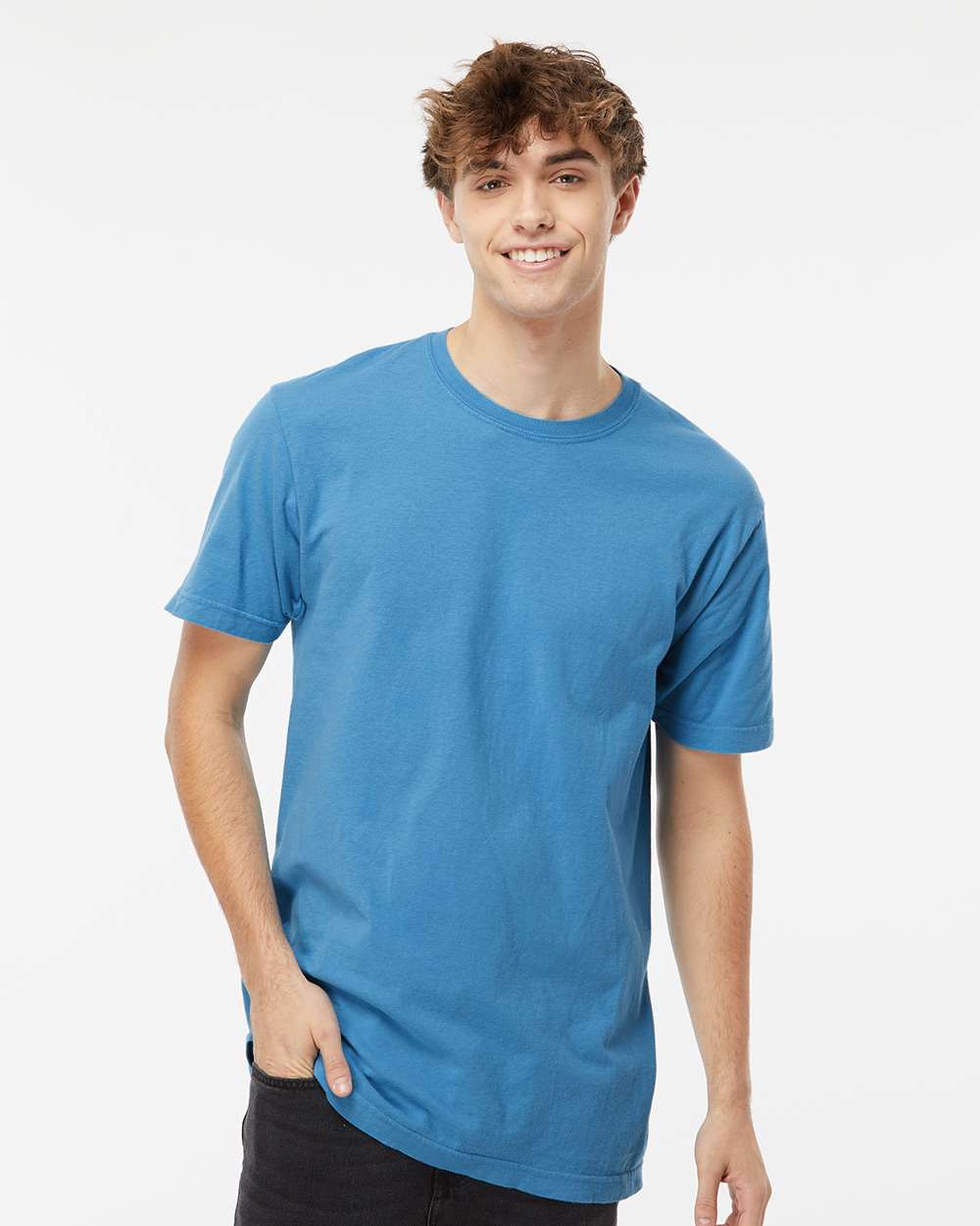 Unisex Vintage Garment-Dyed T-Shirt - OnModelFront - B03042973 - Royal Caribe