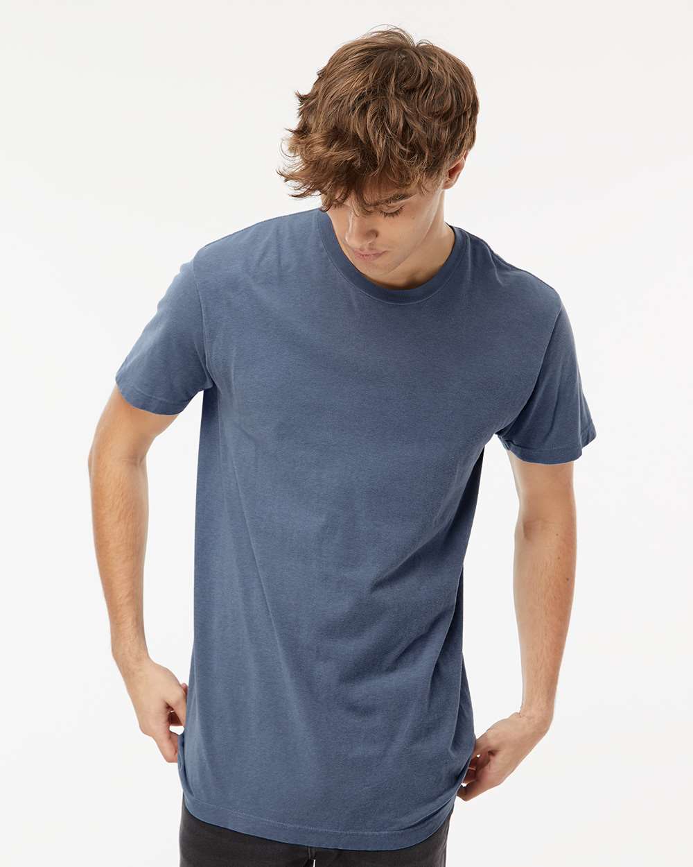 Unisex Vintage Garment-Dyed T-Shirt - OnModelFront - B03042983 - Blue Jean
