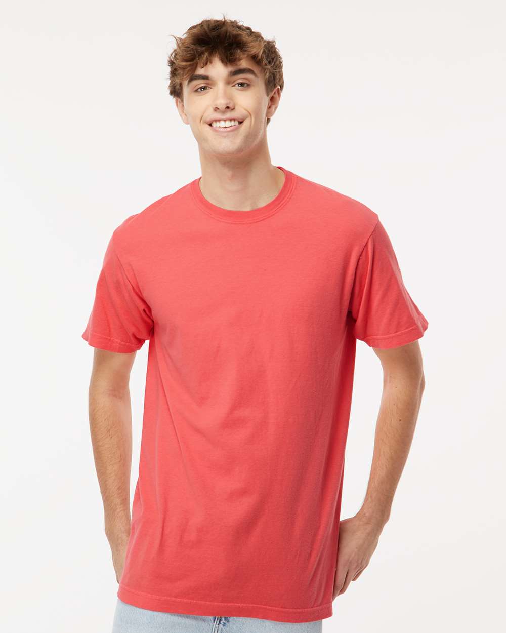 Unisex Vintage Garment-Dyed T-Shirt - OnModelFront - B03042993 - Bright Salmon