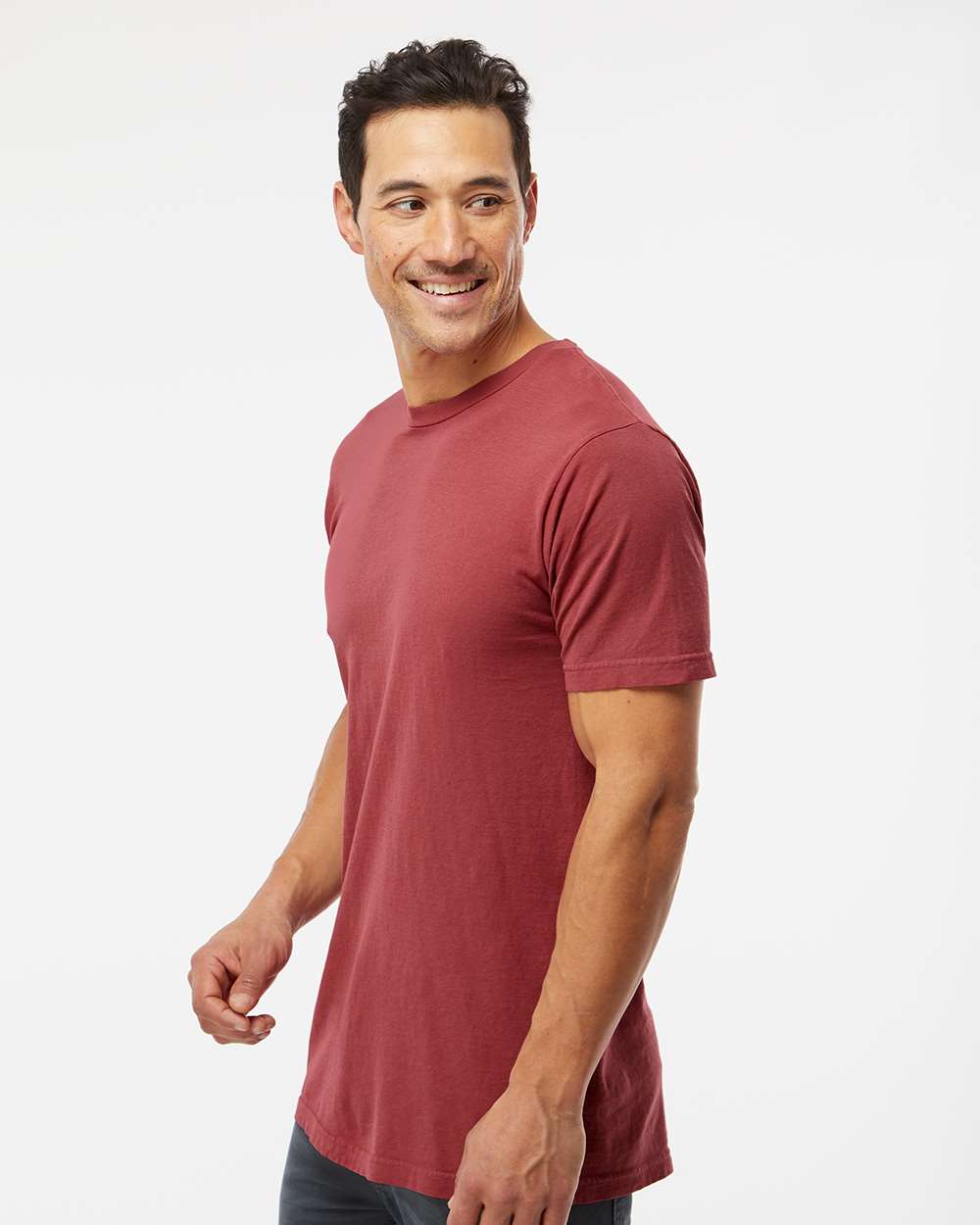 Unisex Vintage Garment-Dyed T-Shirt - OnModelSide - B03042223 - Crimson