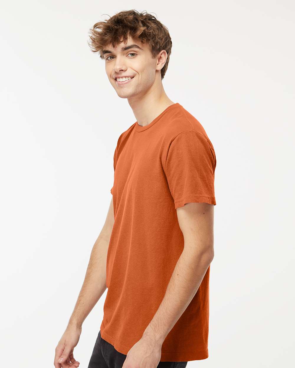 Unisex Vintage Garment-Dyed T-Shirt - OnModelSide - B03042663 - Burnt Orange