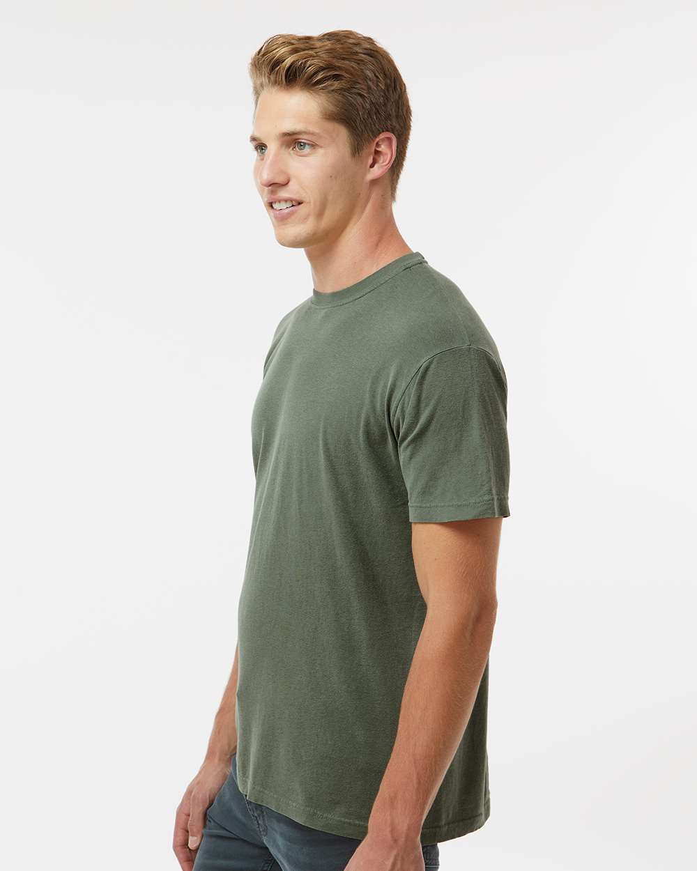 Unisex Vintage Garment-Dyed T-Shirt - OnModelSide - B03042843 - Monterey Sage