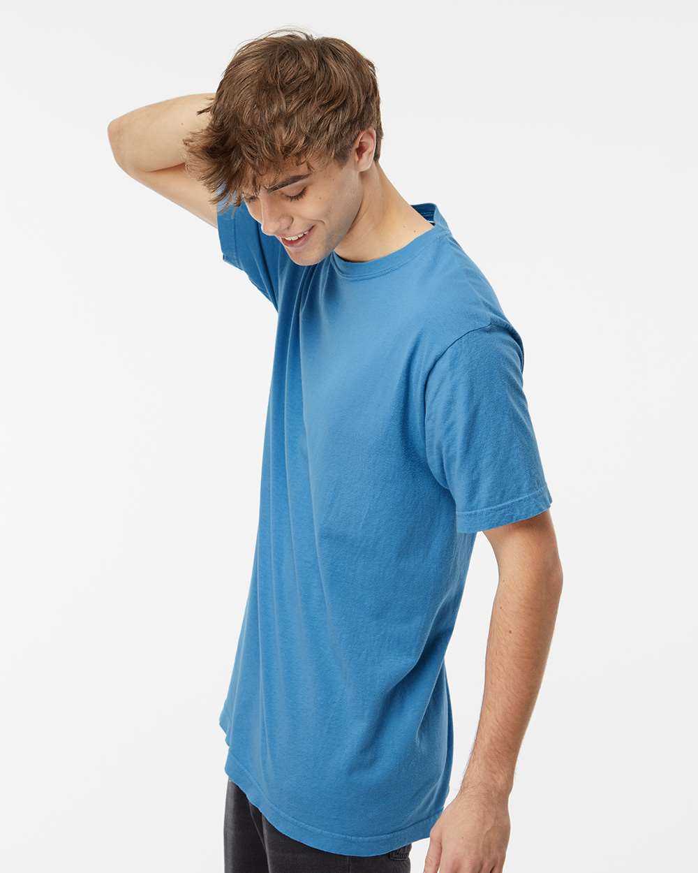 Unisex Vintage Garment-Dyed T-Shirt - OnModelSide - B03042973 - Royal Caribe
