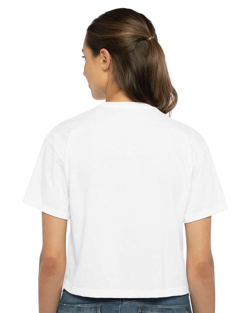 Women's Ideal Crop Top - OnModelBack - B02718002 - White