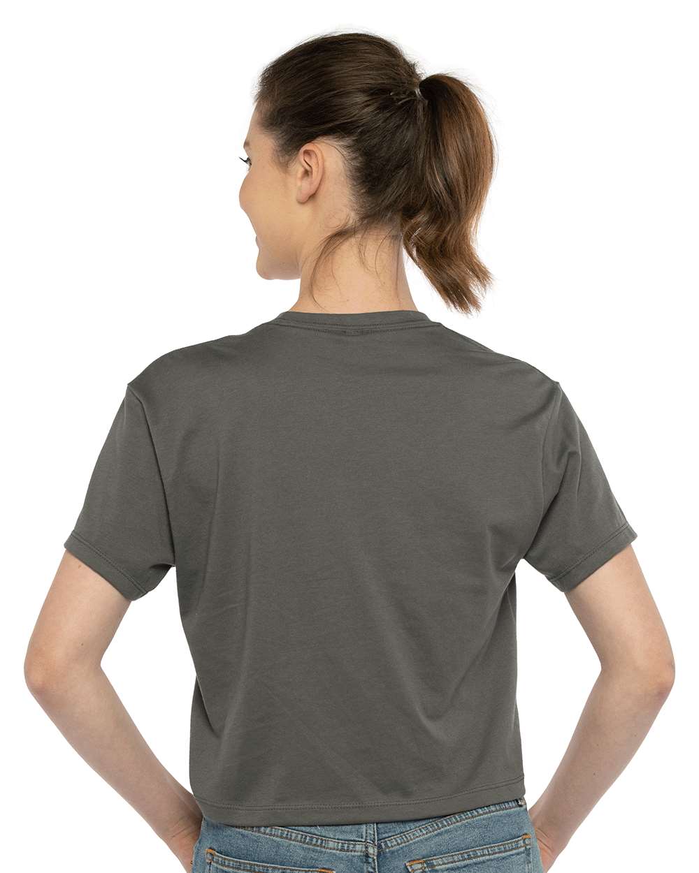 Women's Ideal Crop Top - OnModelBack - B02718092 - Dark Grey