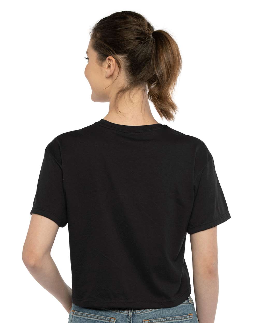 Women's Ideal Crop Top - OnModelBack - B02718502 - Black