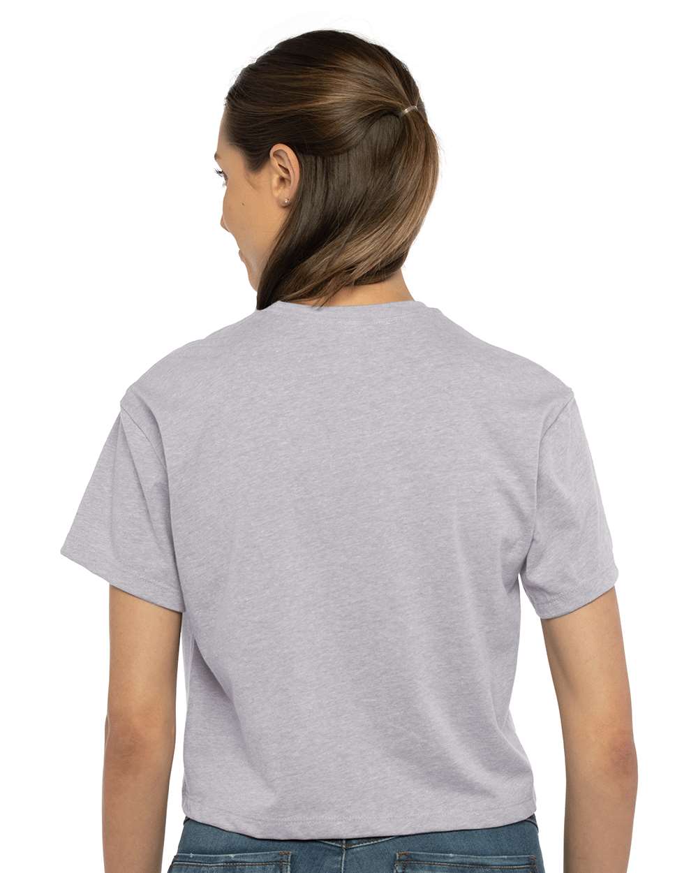 Women's Ideal Crop Top - OnModelBack - B02718582 - Heather Grey