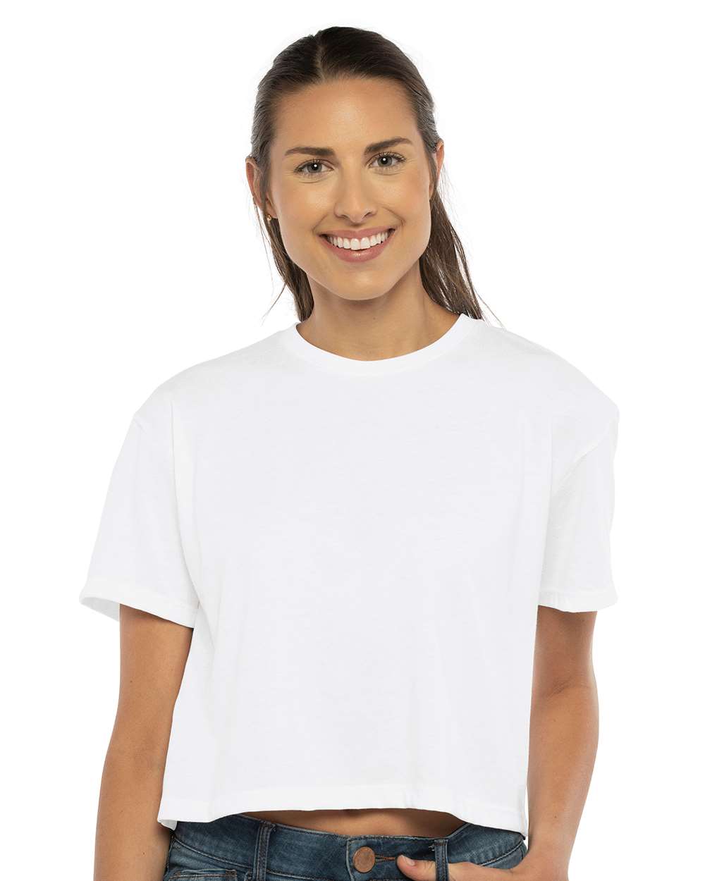 Women's Ideal Crop Top - OnModelFront - B02718002 - White