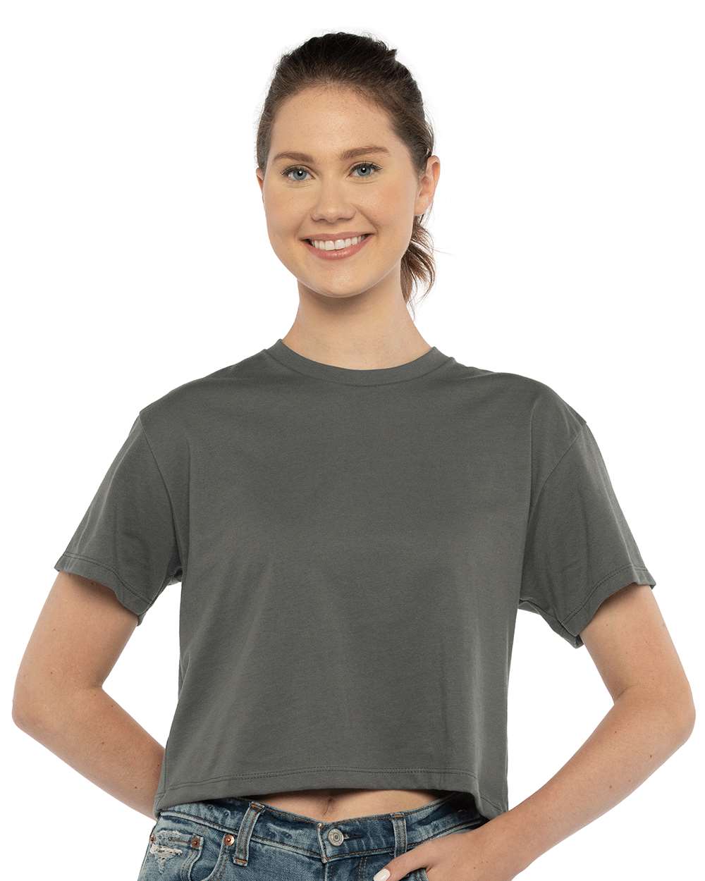 Women's Ideal Crop Top - OnModelFront - B02718092 - Dark Grey
