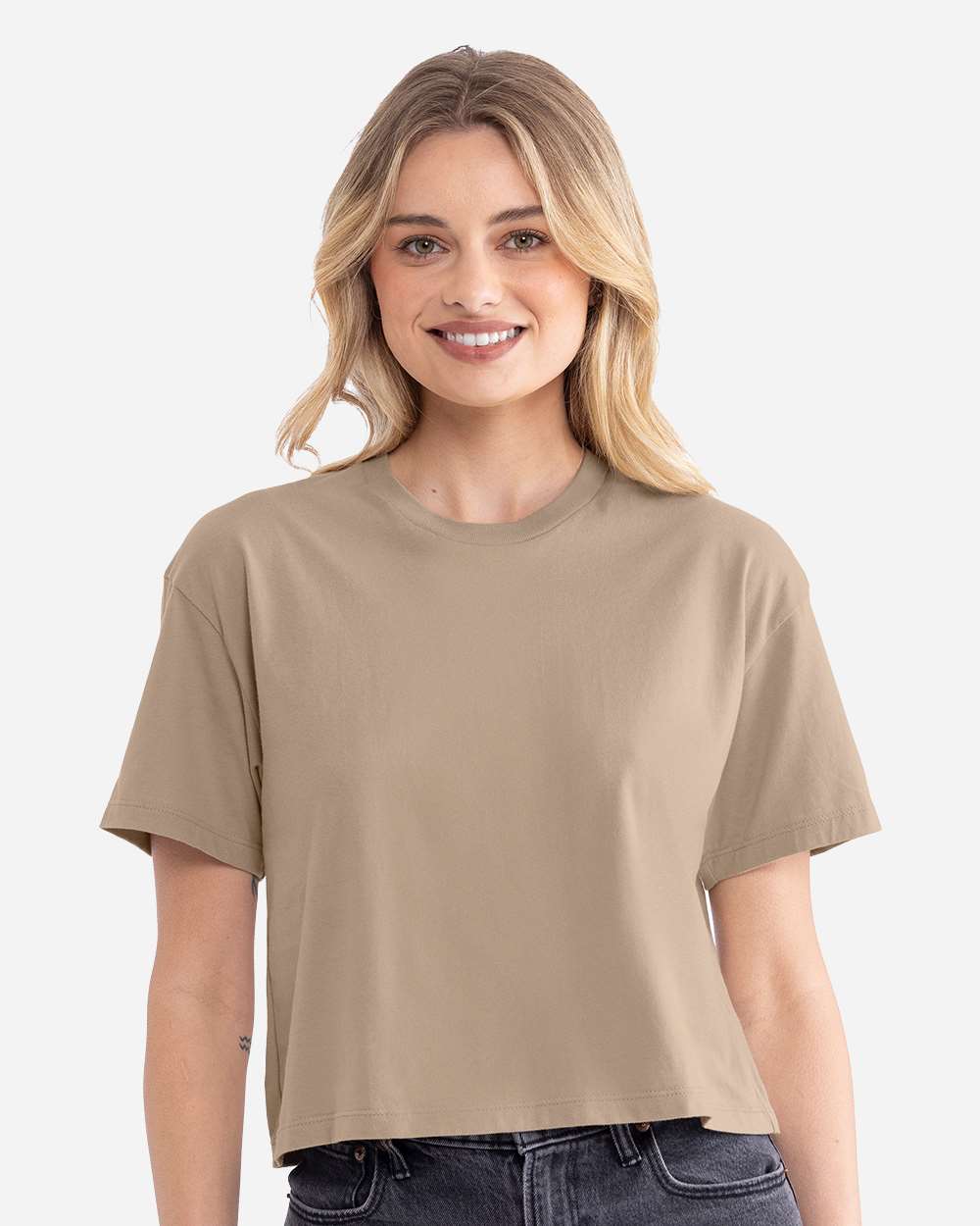 Women's Ideal Crop Top - OnModelFront - B02718242 - Tan