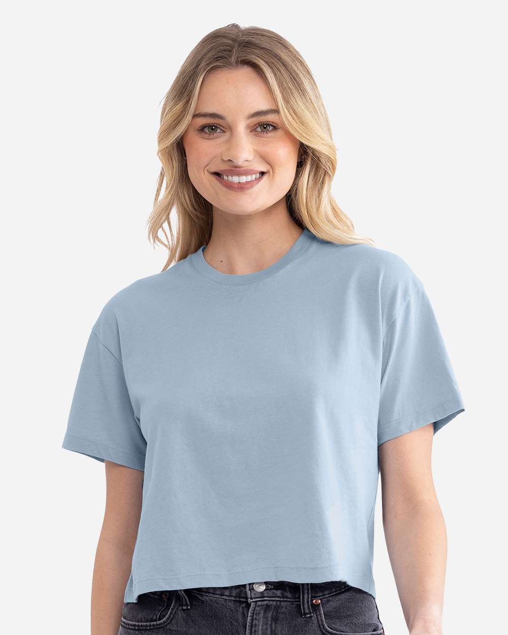 Women's Ideal Crop Top - OnModelFront - B02718252 - Stonewash Denim