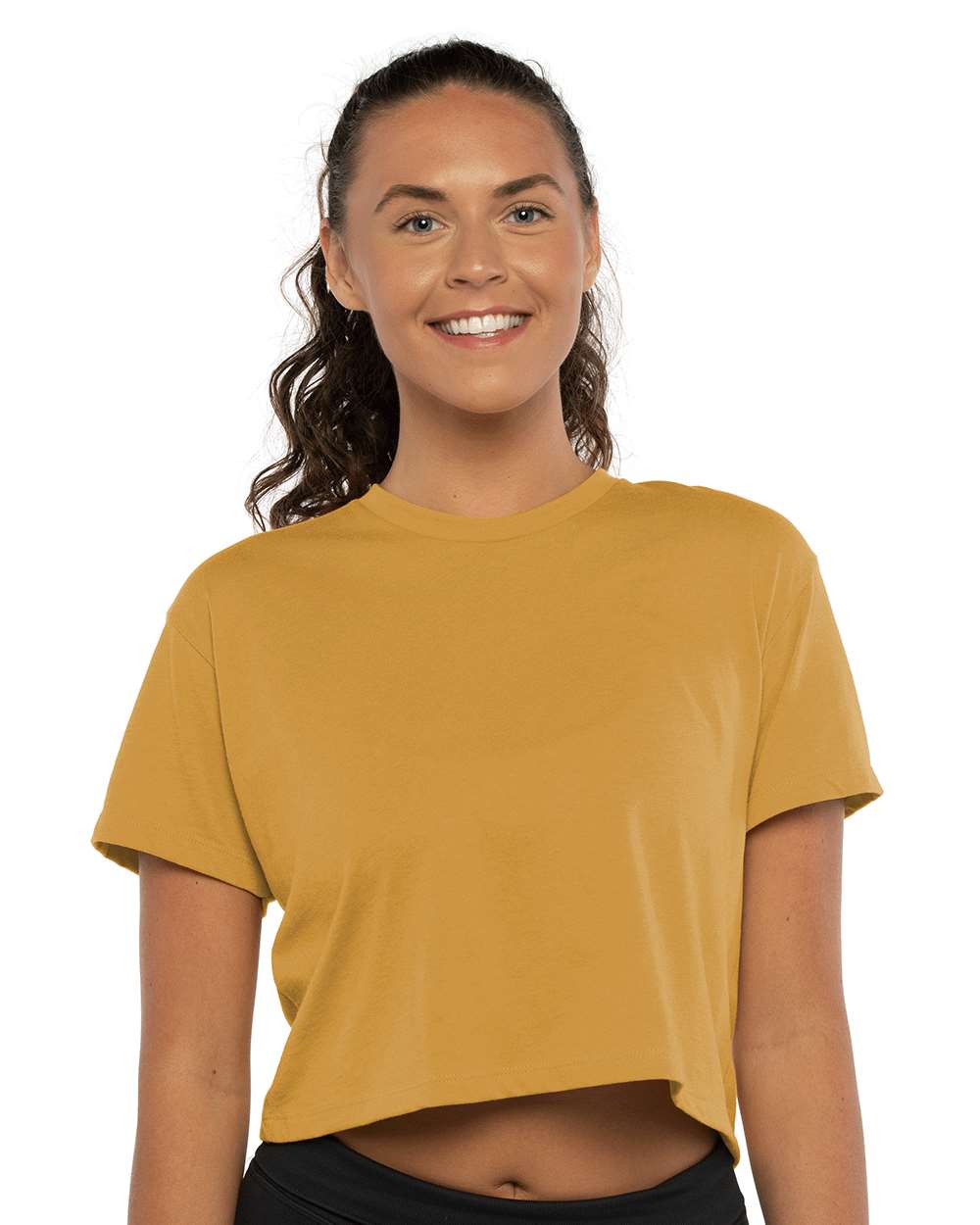 Women's Ideal Crop Top - OnModelFront - B02718282 - Antique Gold