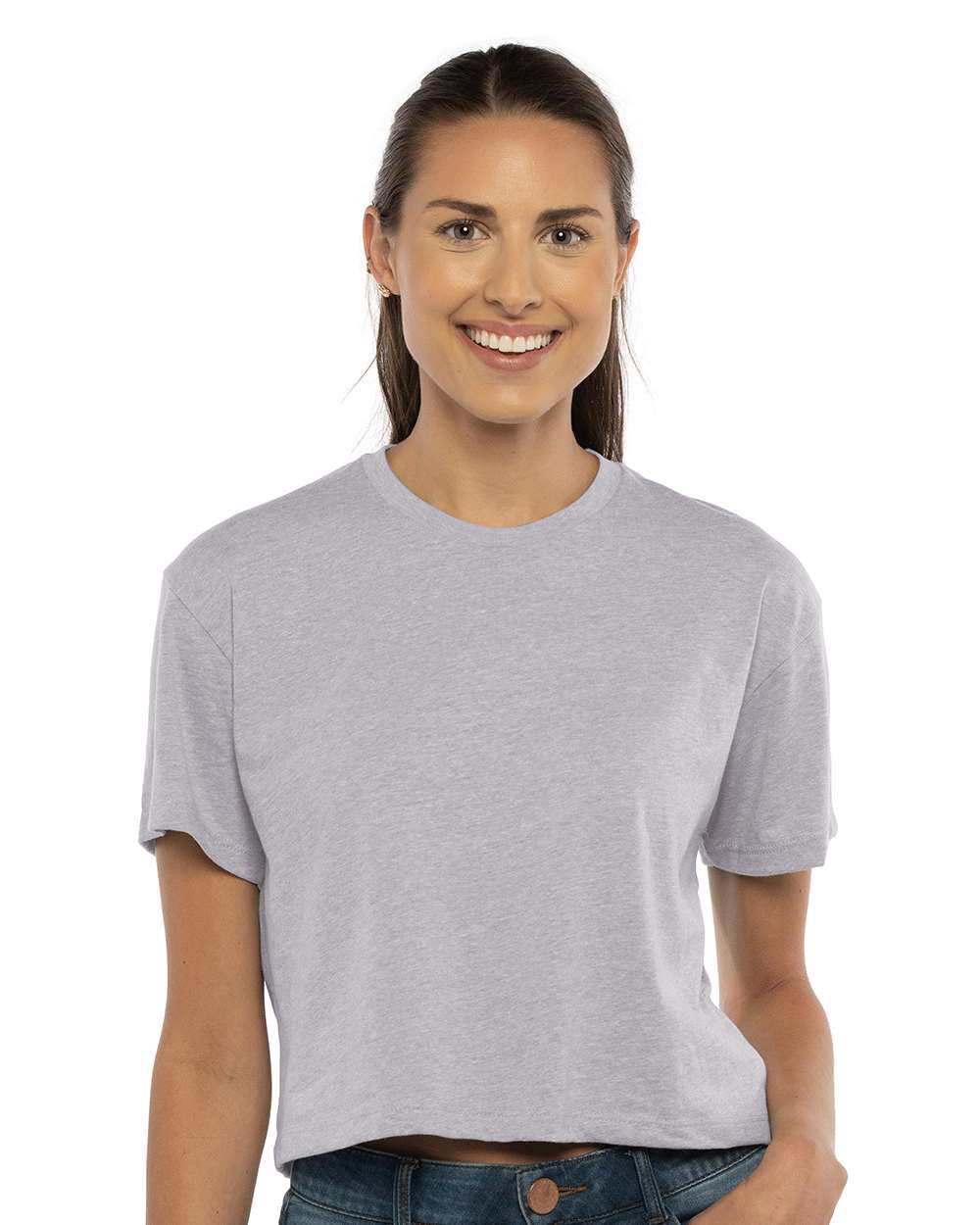 Women's Ideal Crop Top - OnModelFront - B02718582 - Heather Grey