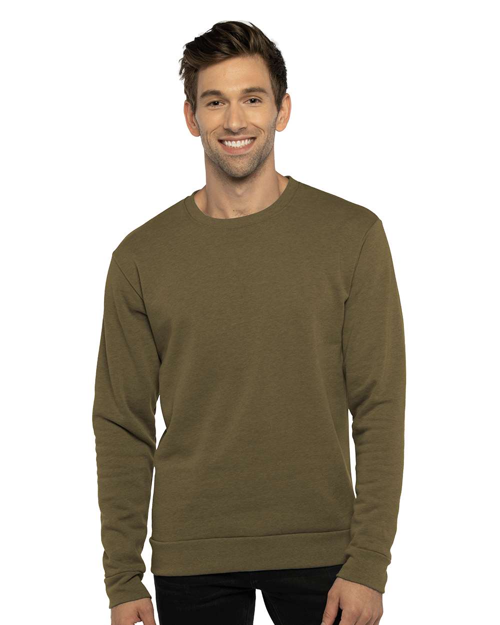 Unisex Malibu Crewneck Sweatshirt - OnModelFront - B02918062 - Heather Military Green