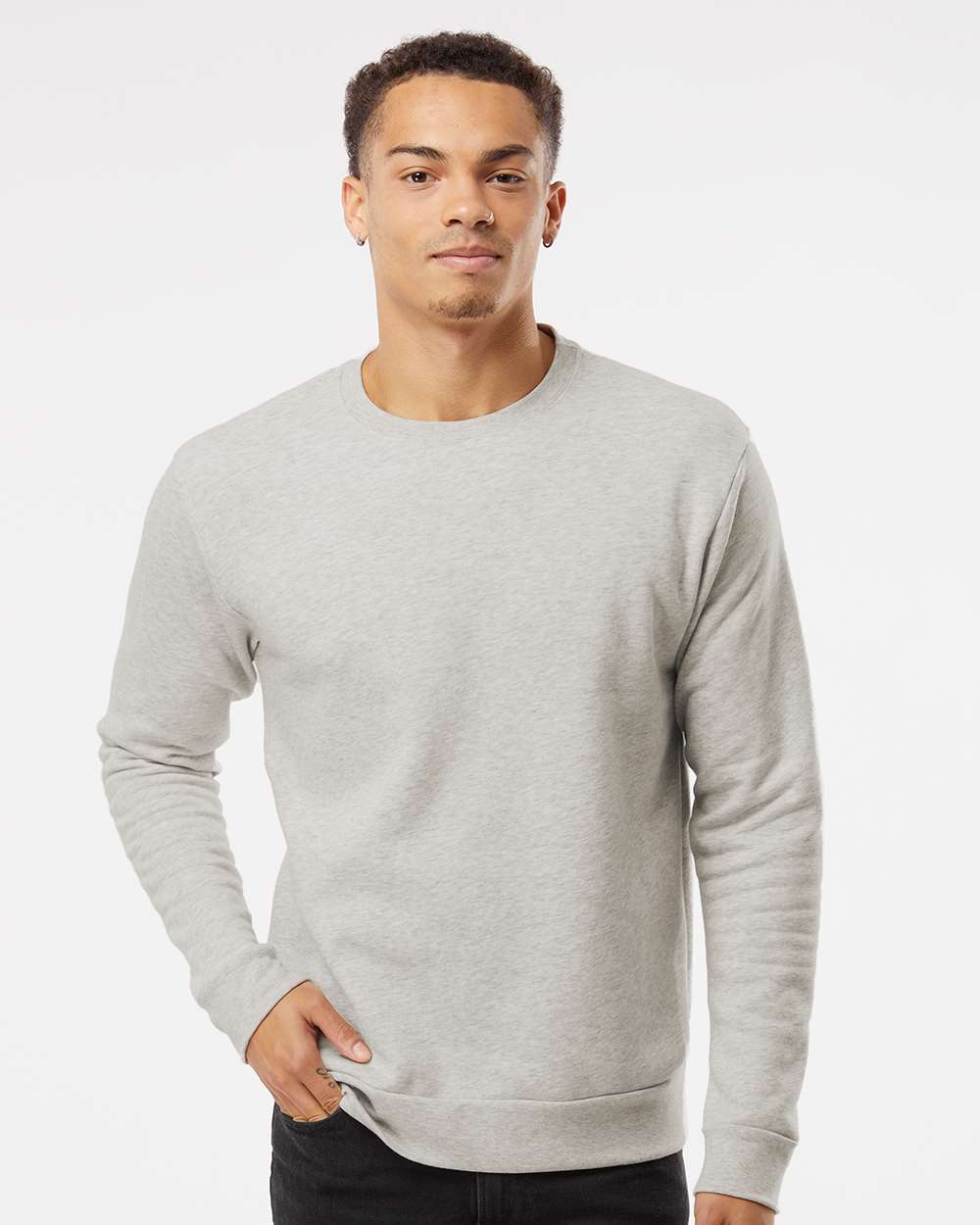 Unisex Malibu Crewneck Sweatshirt - OnModelFront - B02918242 - Oatmeal