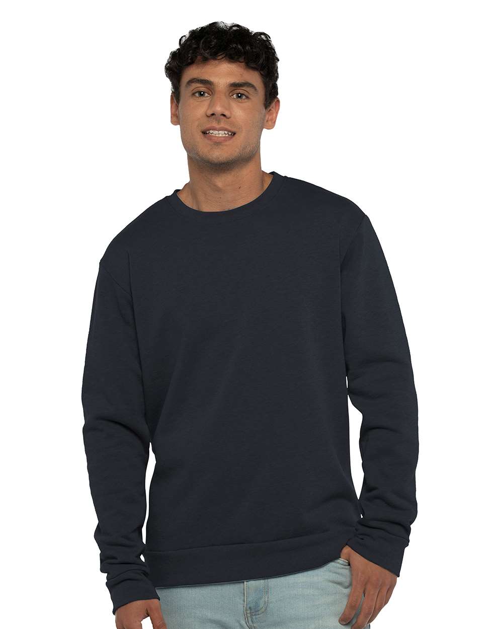 Unisex Malibu Crewneck Sweatshirt - OnModelFront - B02918652 - Heather Midnight Navy