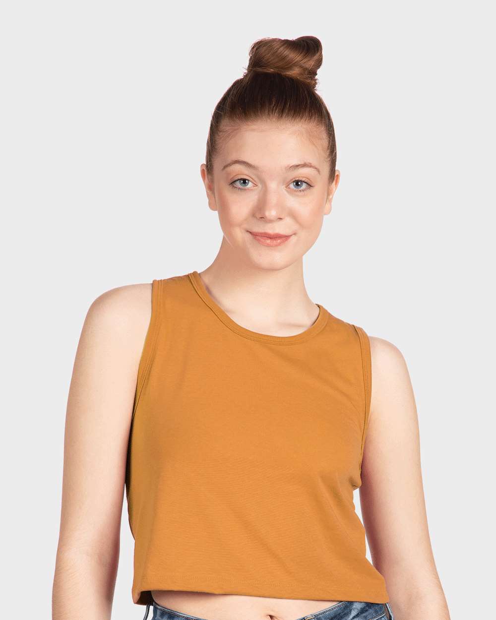 Women's Festival Crop Tank - OnModelFront - B03518282 - Antique Gold