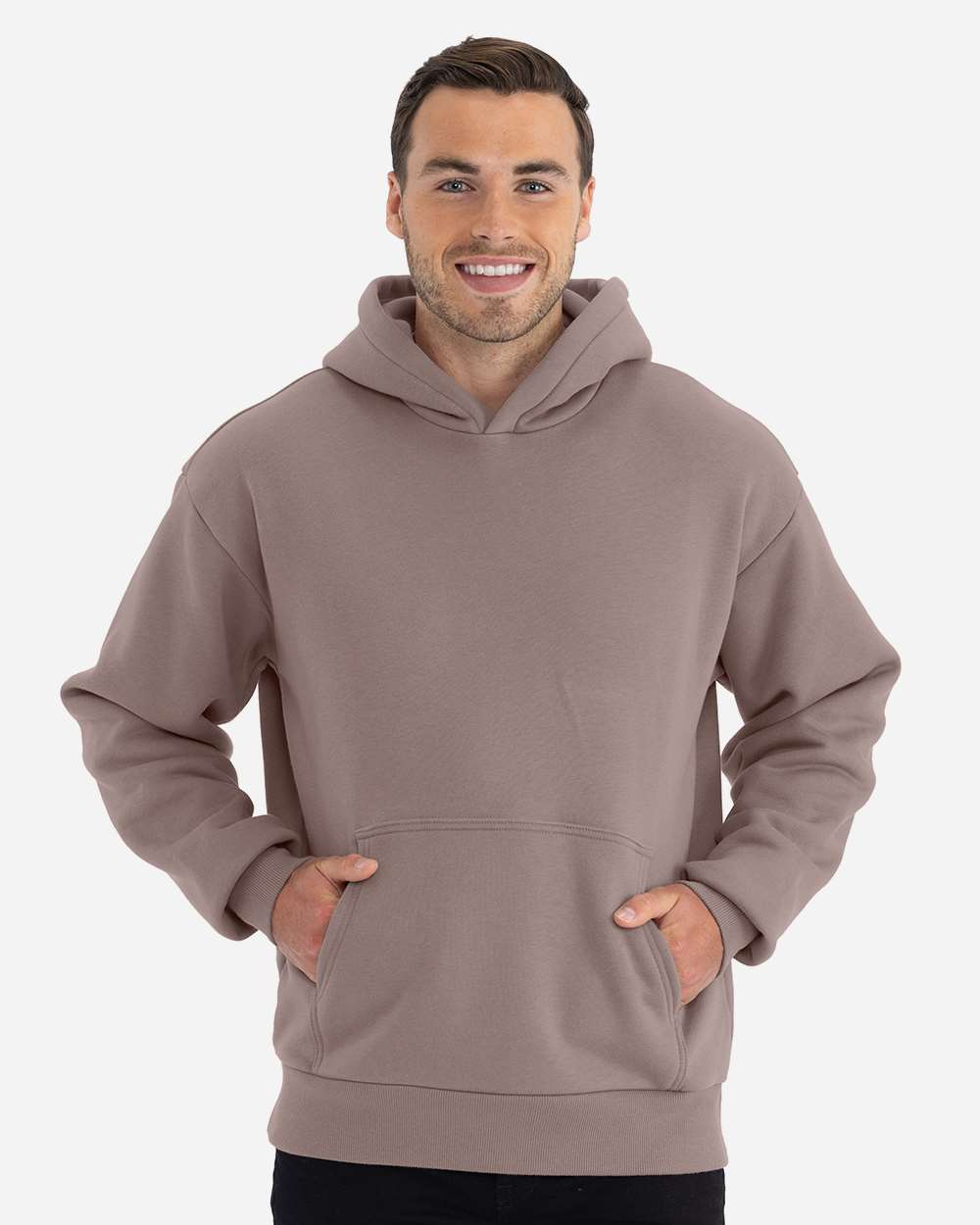 Unisex Heavyweight Fleece Hoodie Sweatshirt - OnModelFront - B22218012 - Shiitake