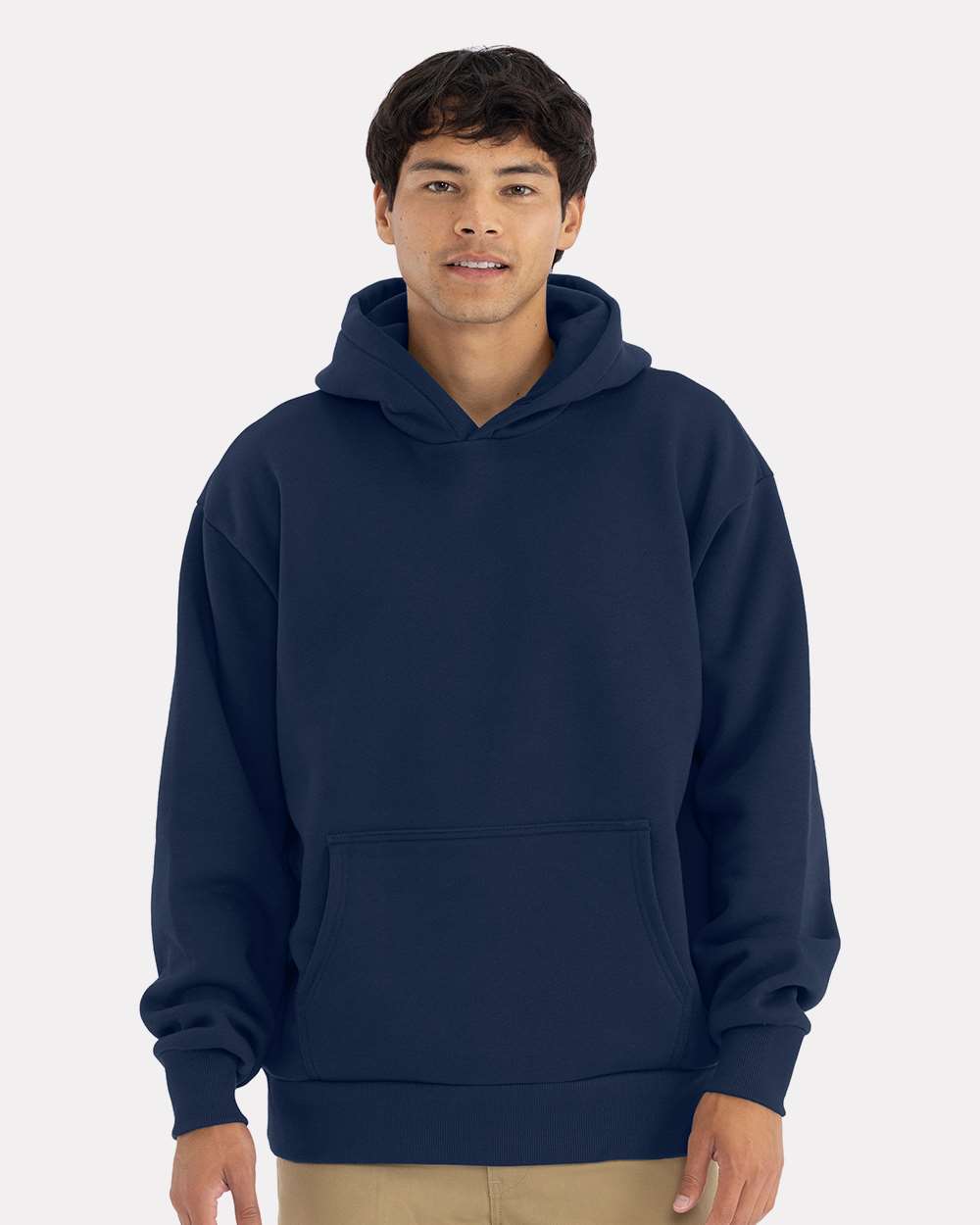 Unisex Heavyweight Fleece Hoodie Sweatshirt - OnModelFront - B22218652 - Midnight Navy