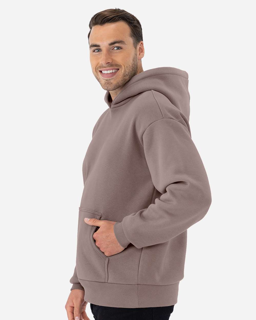 Unisex Heavyweight Fleece Hoodie Sweatshirt - OnModelSide - B22218012 - Shiitake