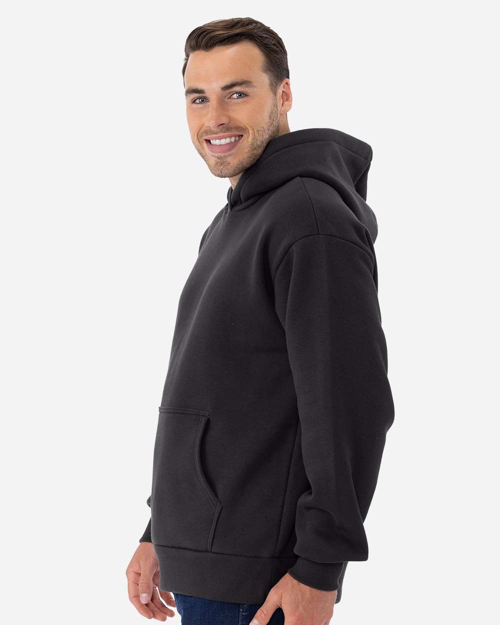 Unisex Heavyweight Fleece Hoodie Sweatshirt - OnModelSide - B22218102 - Graphite Black